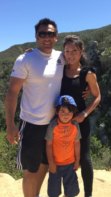 Dr. Jin with her family hiking outdoors, trusted San Diego dentist serving the La Mesa community